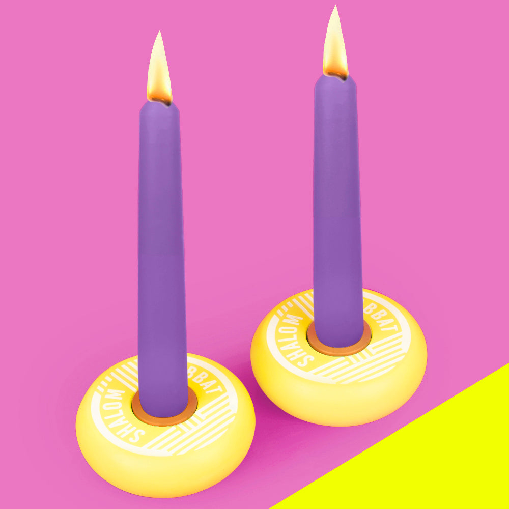 PLATZ - SHABBAT SHALOM CANDY CANDLESTICKS