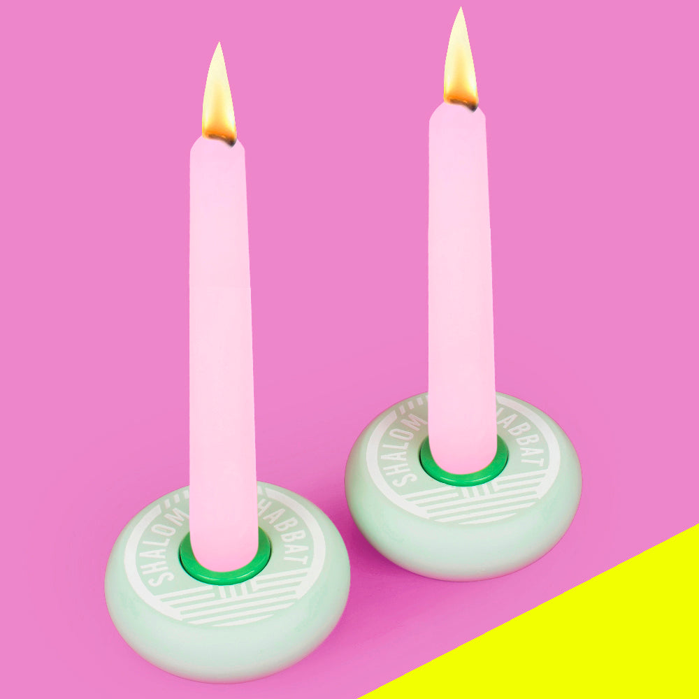 PLATZ - SHABBAT SHALOM CANDY CANDLESTICKS